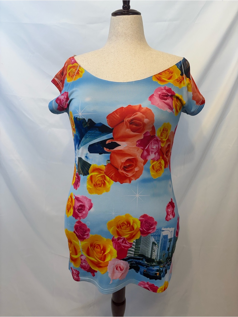 Patricia Field New York Floral Skyline Dress Plus Size 3XL Rare Vintage Y2K